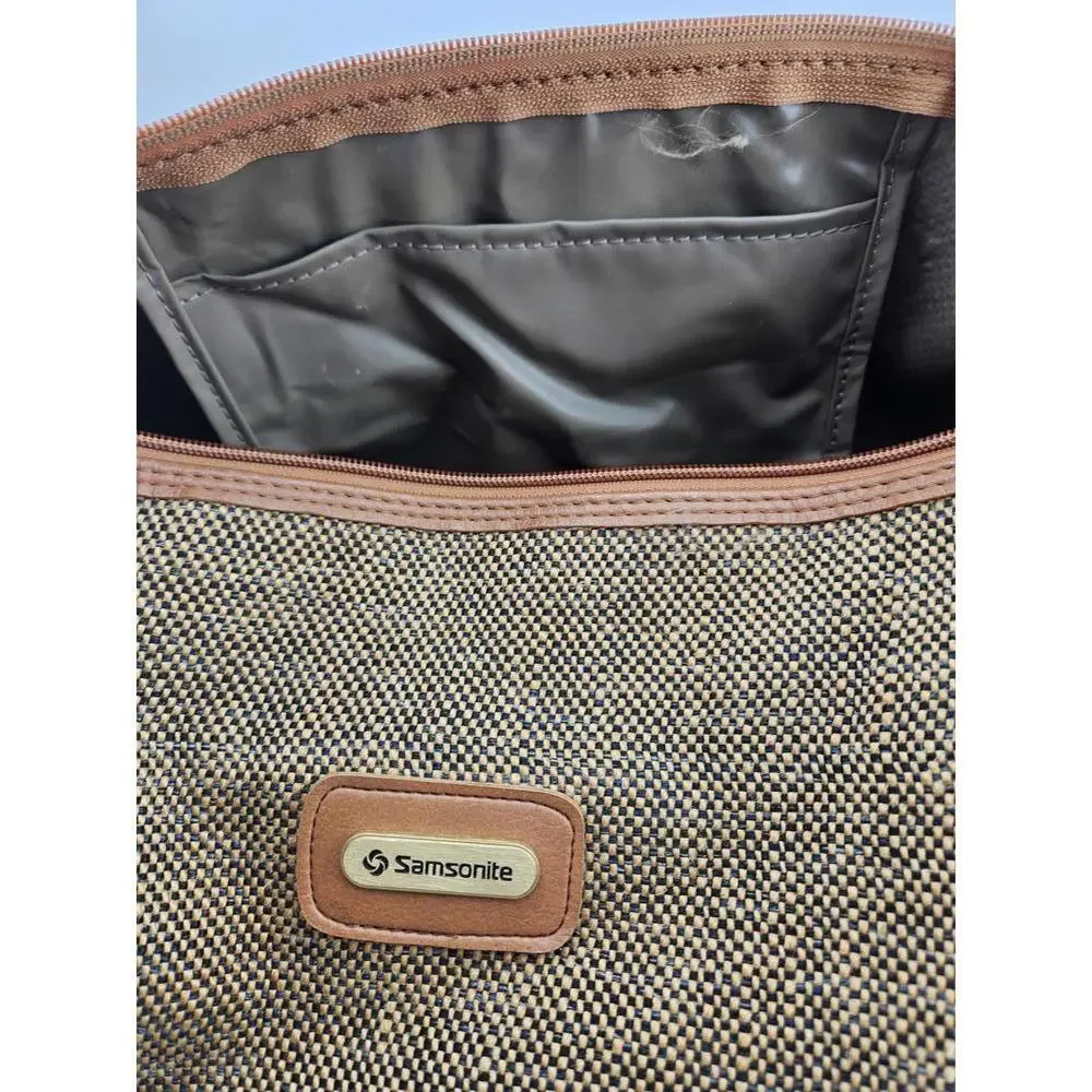​Vintage Samsonite Tapestry Duffle Bag Shoulder Strap 14 x 8.in Tweed Pattern